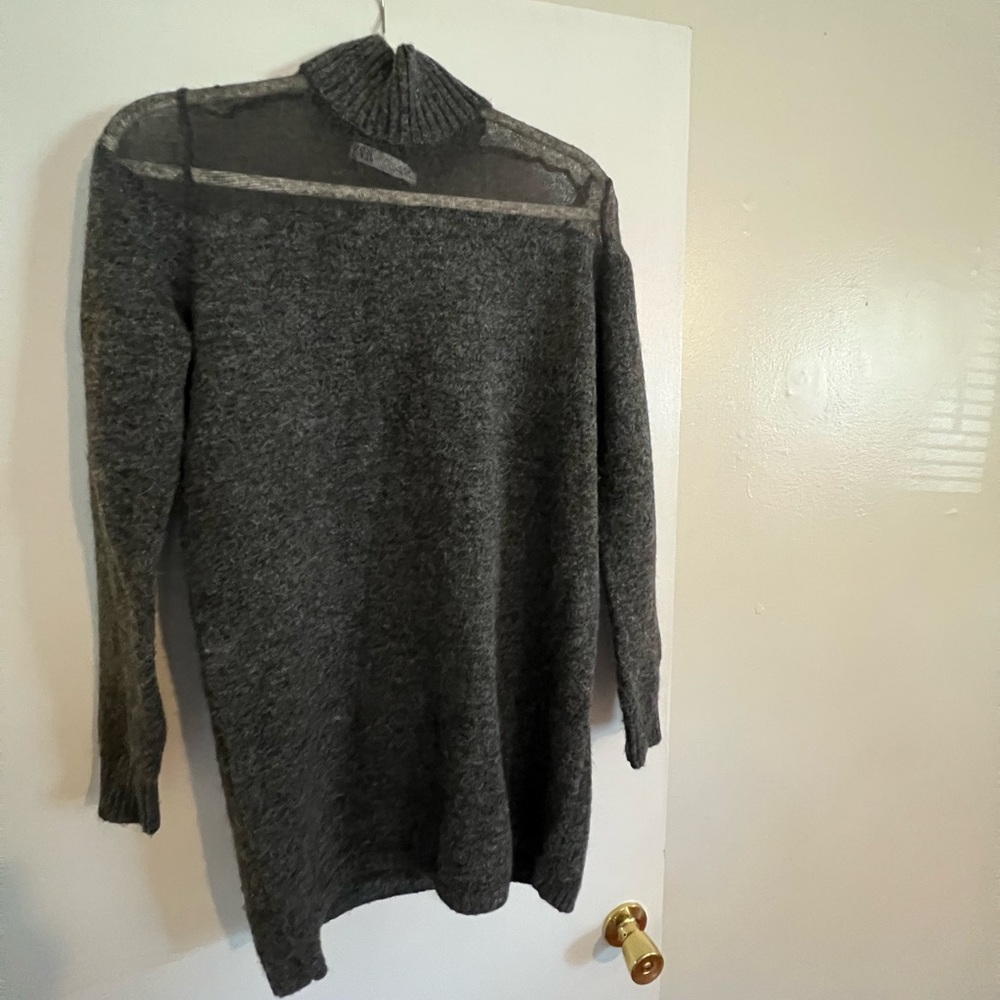 Zara Grey Mesh Sweater Dress Size Small